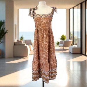 New! ELIZABETH JAMES THE LABEL Sleeveless Border Print Midi Dress